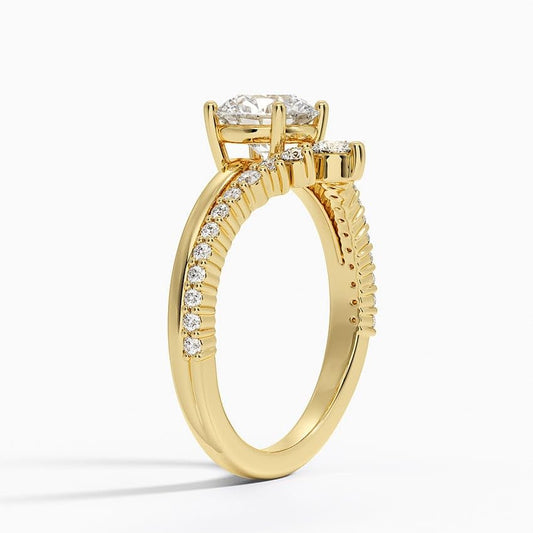 Solitaire 1 CT Round Cut Lab Grown Diamond Curved Engagement Ring - view 2