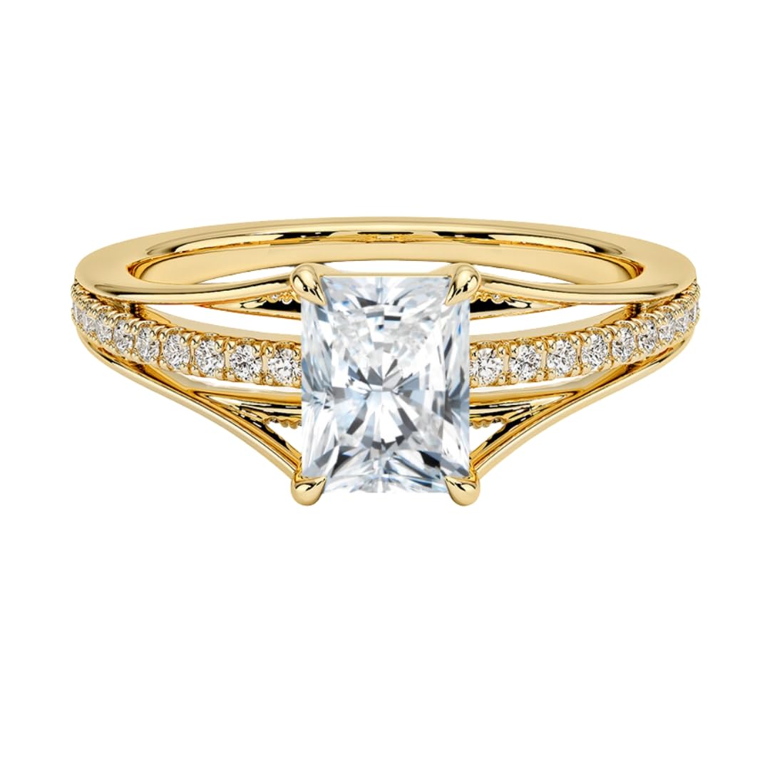 Pave 1 CT Radiant Cut Lab Grown Diamond Engagement Ring - view 1