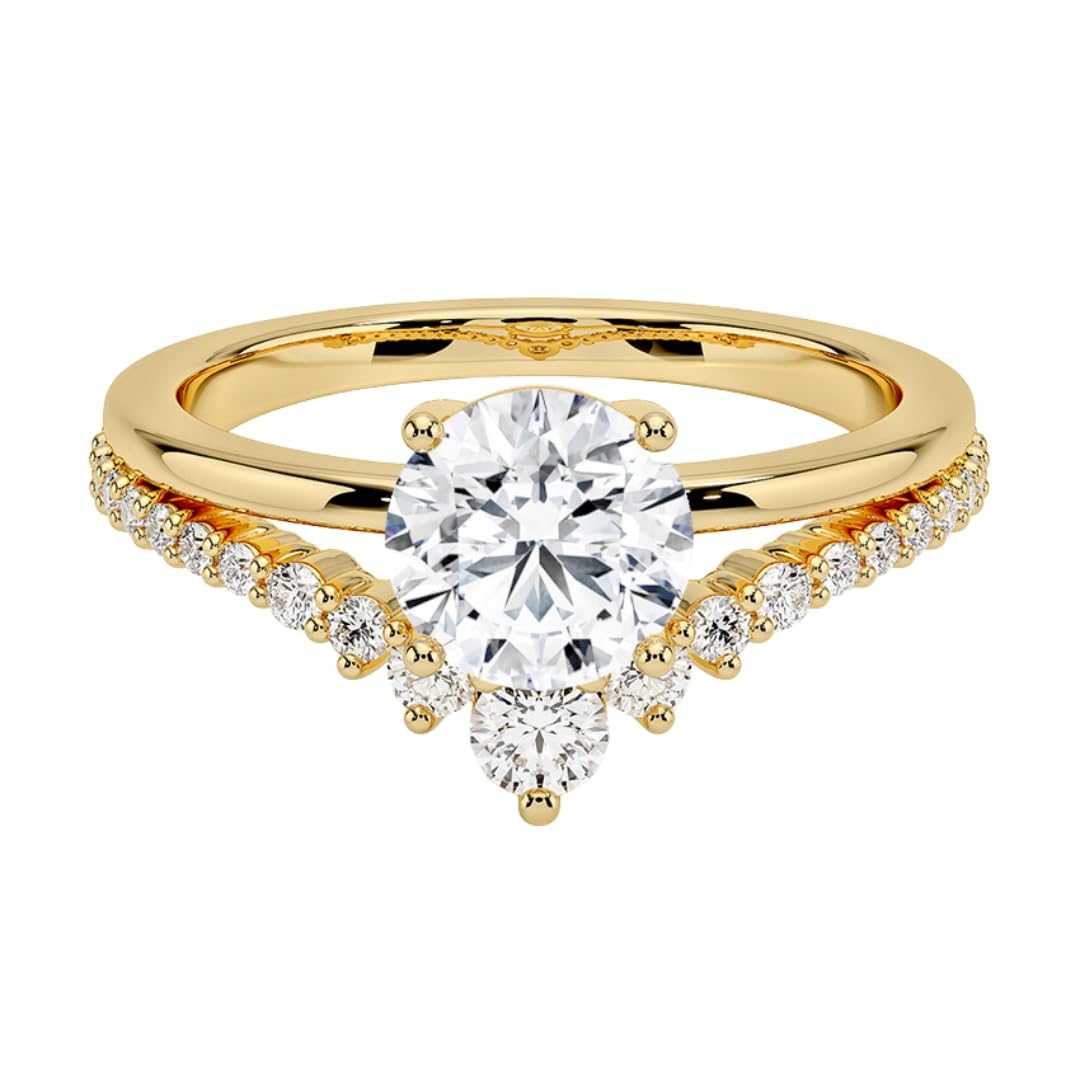 Solitaire 1 CT Round Cut Lab Grown Diamond Curved Engagement Ring - view 1