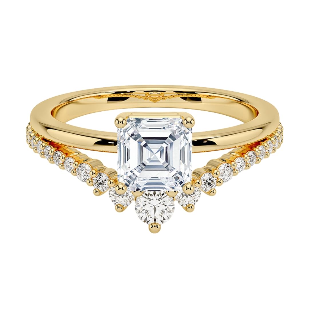 Solitaire 1 CT Asscher Cut Lab Grown Diamond Curved Engagement Ring - view 1