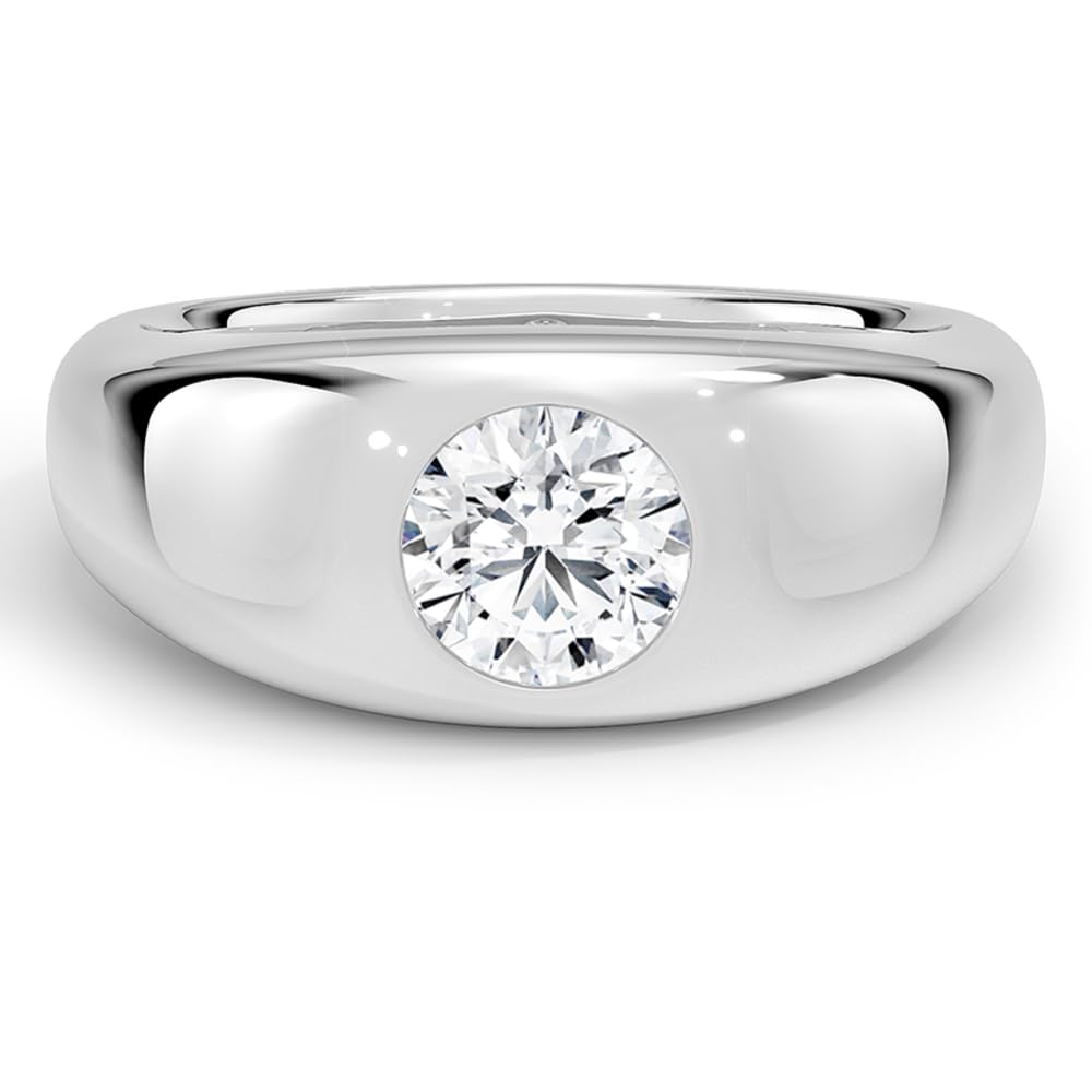 Solitaire 1 CT Round Cut Lab Grown Diamond Bezel Engagement Ring - view 1