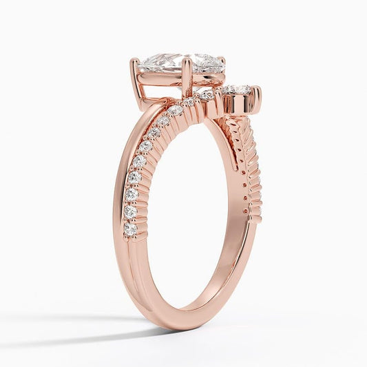 1 CT Pear Cut Lab Grown Diamond Curved Engagement Ring