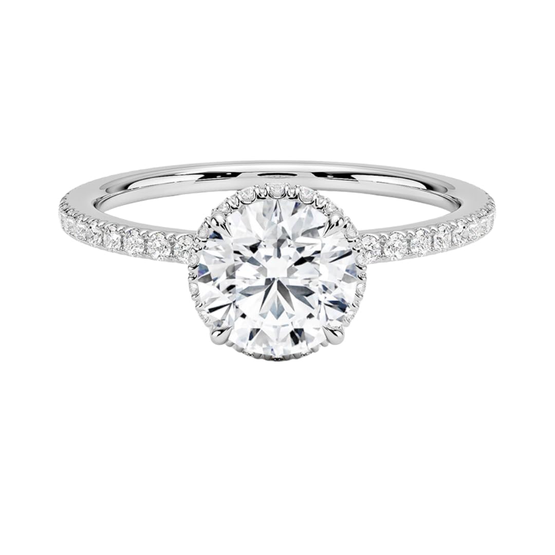 Hidden Halo 1 CT Round Cut Lab Grown Diamond Ring - view 1
