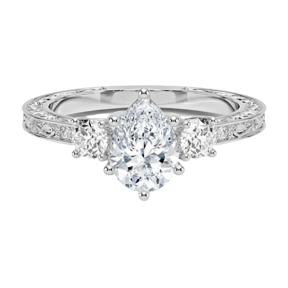 Solitaire 1 CT Pear Cut Lab Grown Diamond Engagement Ring - view 1