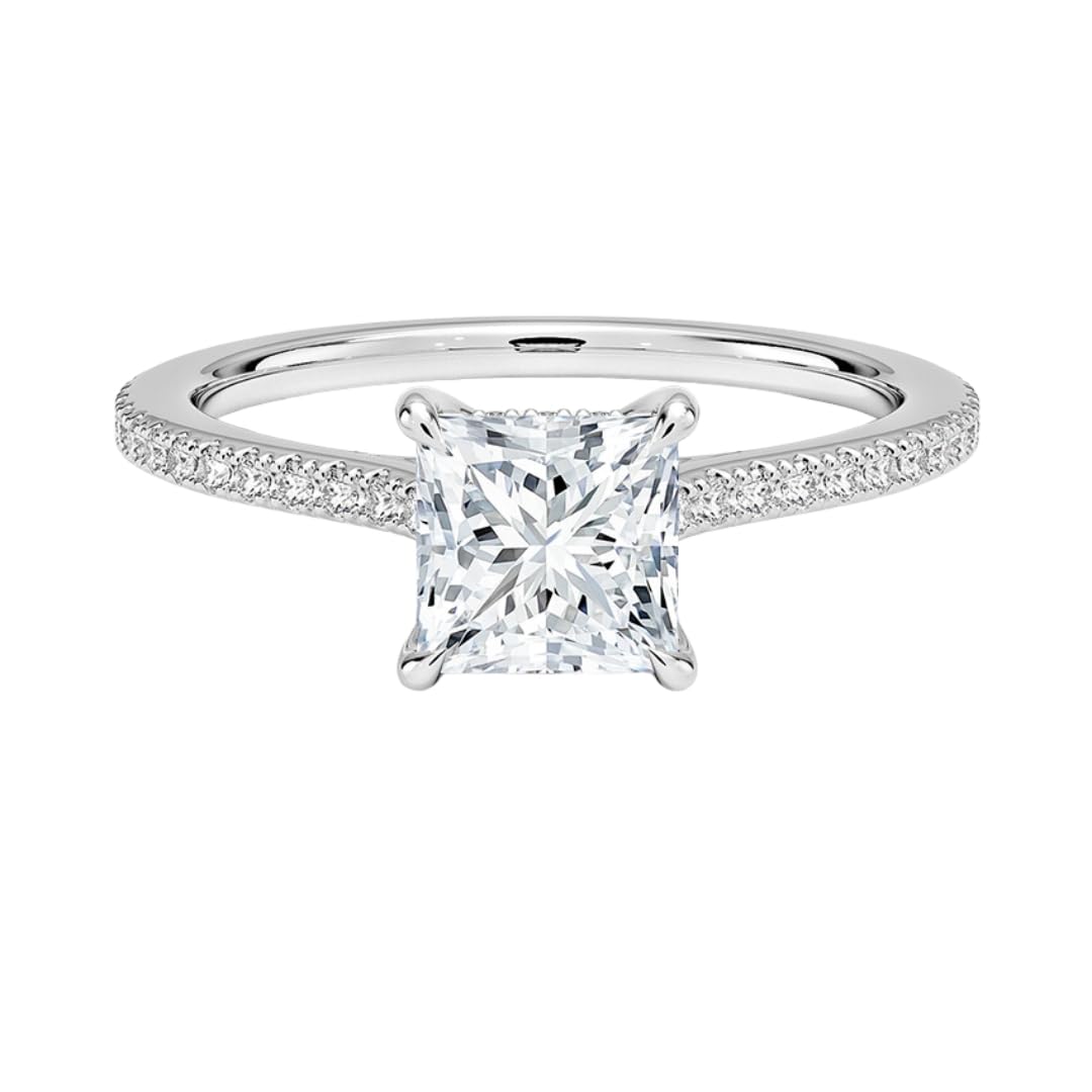 Hidden Halo 1 CT Princess Cut Lab Grown Diamond Engagement Ring - view 1