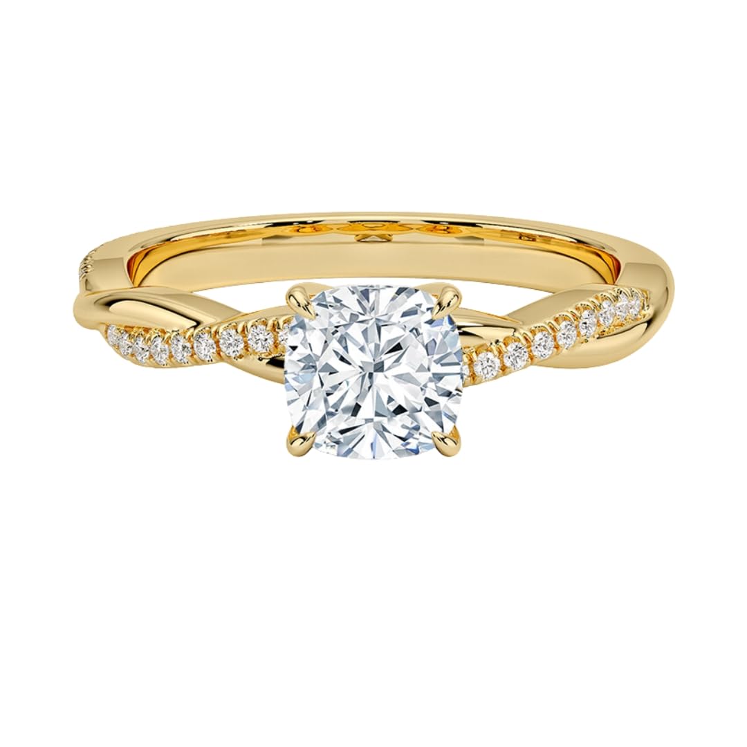 Twisted Vine 1 CT Cushion Cut Lab Grown Diamond Ring - view 1