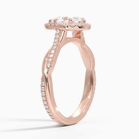 Twisted Band 1 CT Pear Cut Lab Grown Diamond Engagement Halo Ring - view 2