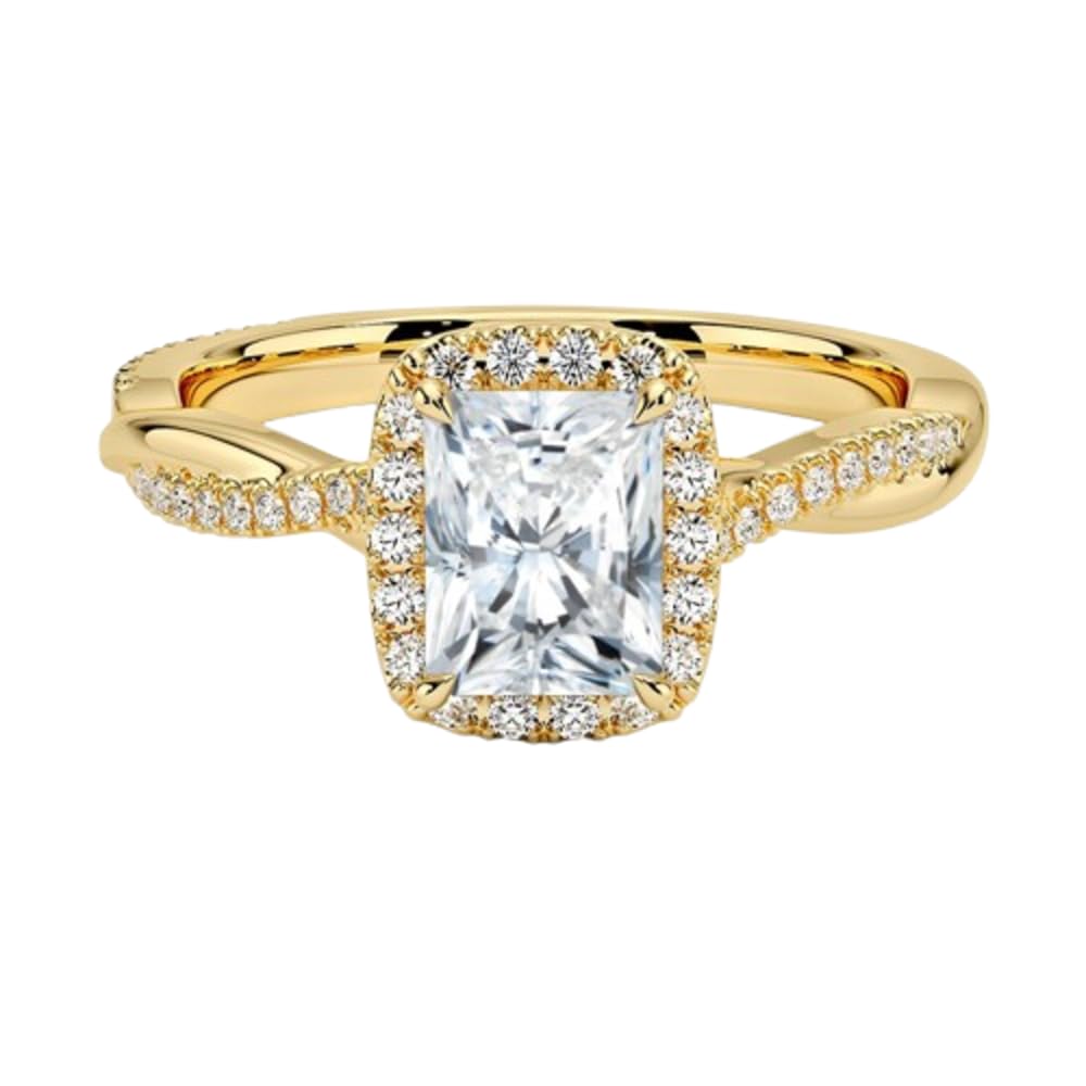 Twisted Band 1 CT Radiant Cut Lab Grown Diamond Engagement Halo Ring - view 1