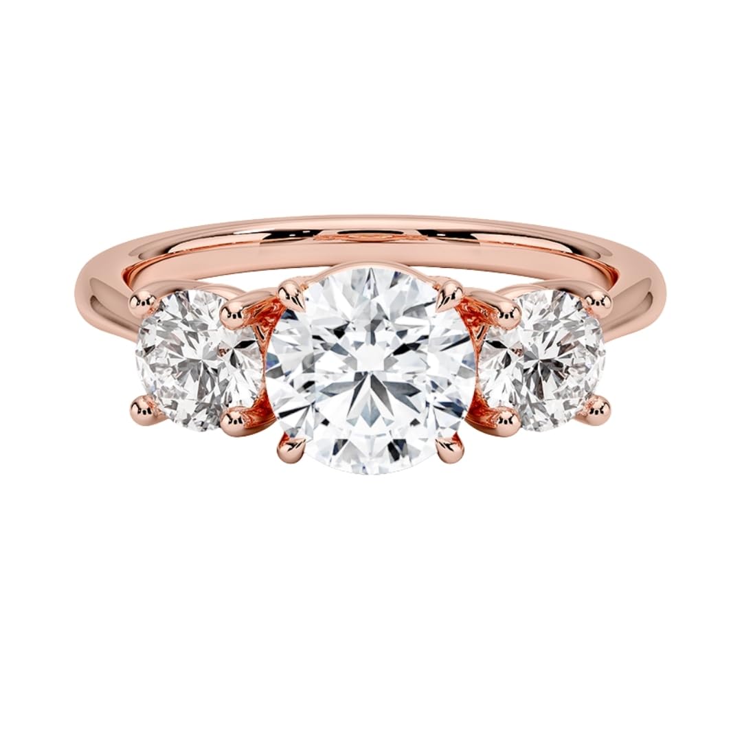 Solitaire 1 CT Round Cut Lab Grown Diamond Three Stone Engagement Ring - view 1
