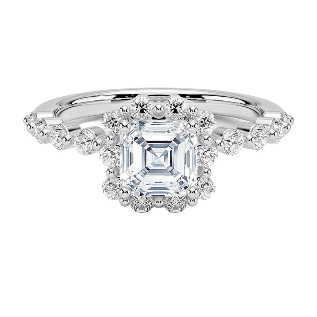 Halo 1 CT Asscher Cut Lab Grown Diamond Engagement Ring - view 1