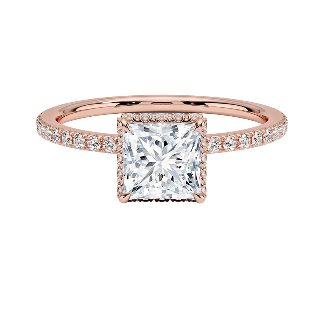 Hidden Halo 1 CT Princess Cut Lab Grown Diamond Ring - view 1
