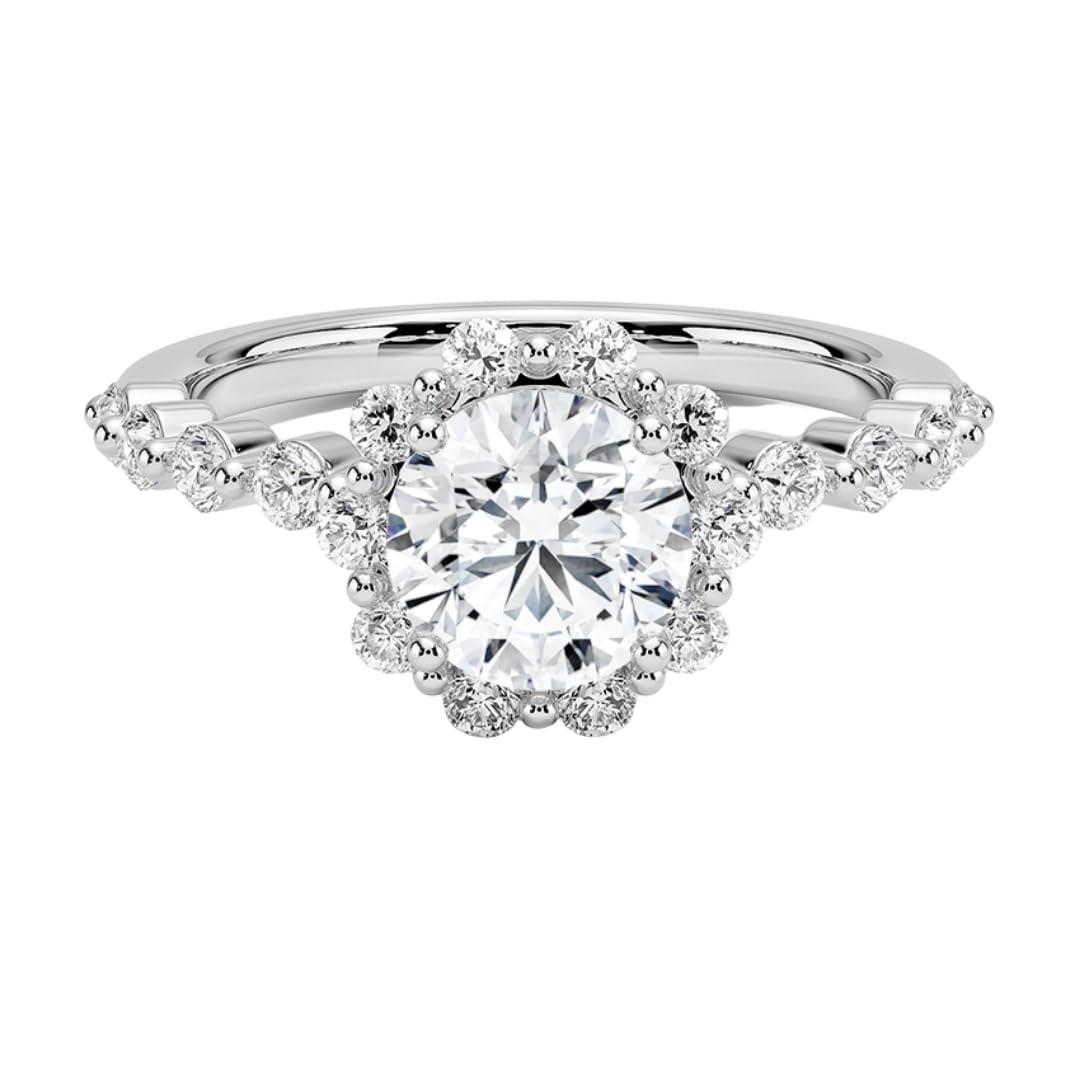Halo 1 CT Round Cut Lab Grown Diamond Engagement Ring - view 1