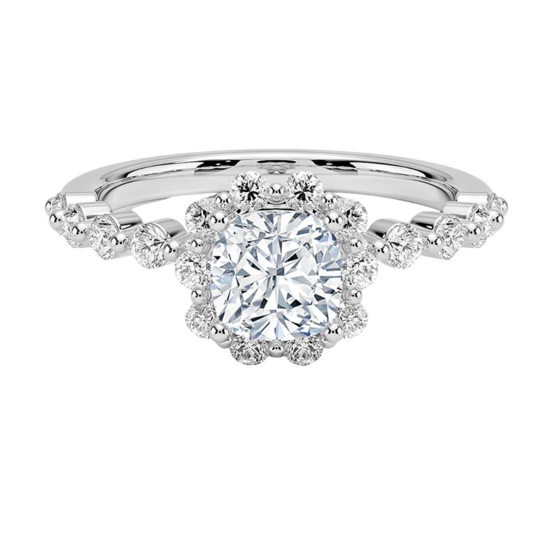 Halo 1 CT Cushion Cut Lab Grown Diamond Engagement Ring - view 1