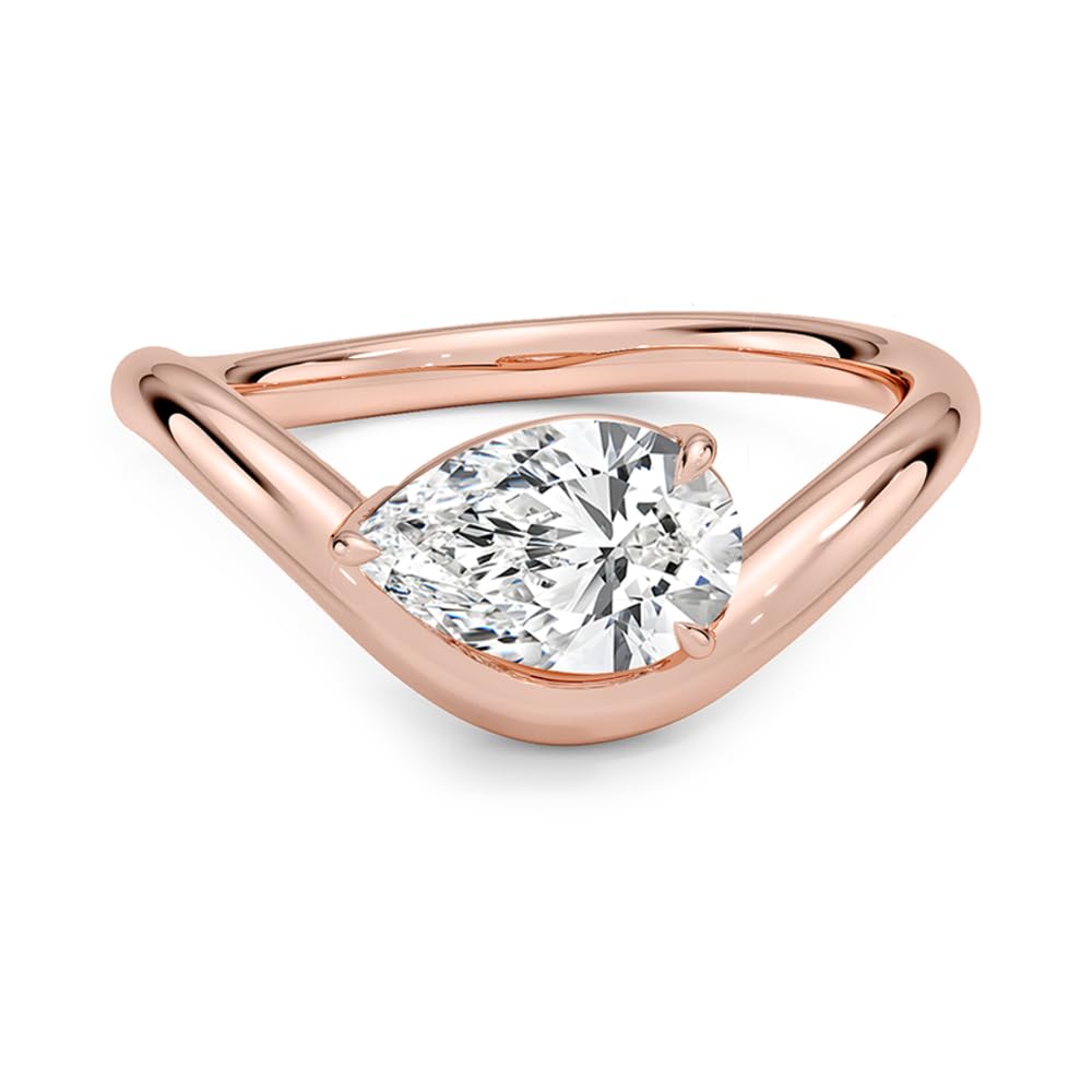 Solitaire 1 CT Pear Cut Lab Grown Diamond Curved Band Engagement Ring - view 5