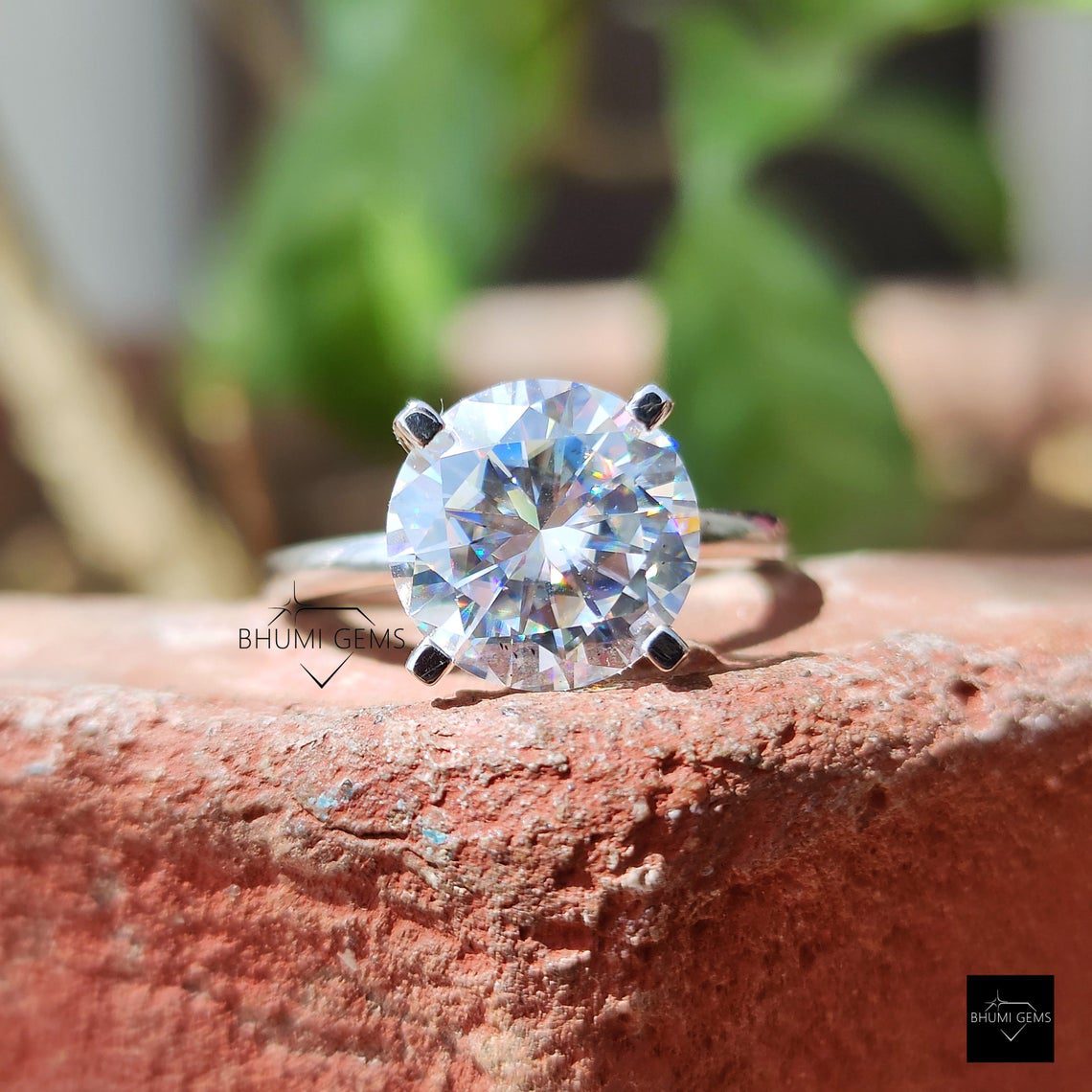 5CT Round Brilliant Cut Moissanite Solitaire Ring