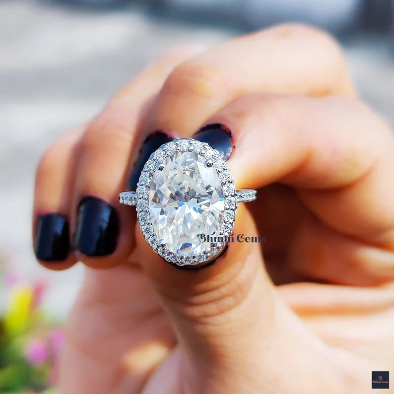 6 CT Oval Cut Colorless Moissanite Engagement Ring - view 6
