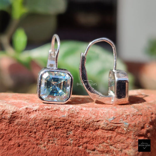 6TCW Asscher Blue Moissanite Earrings - view 3