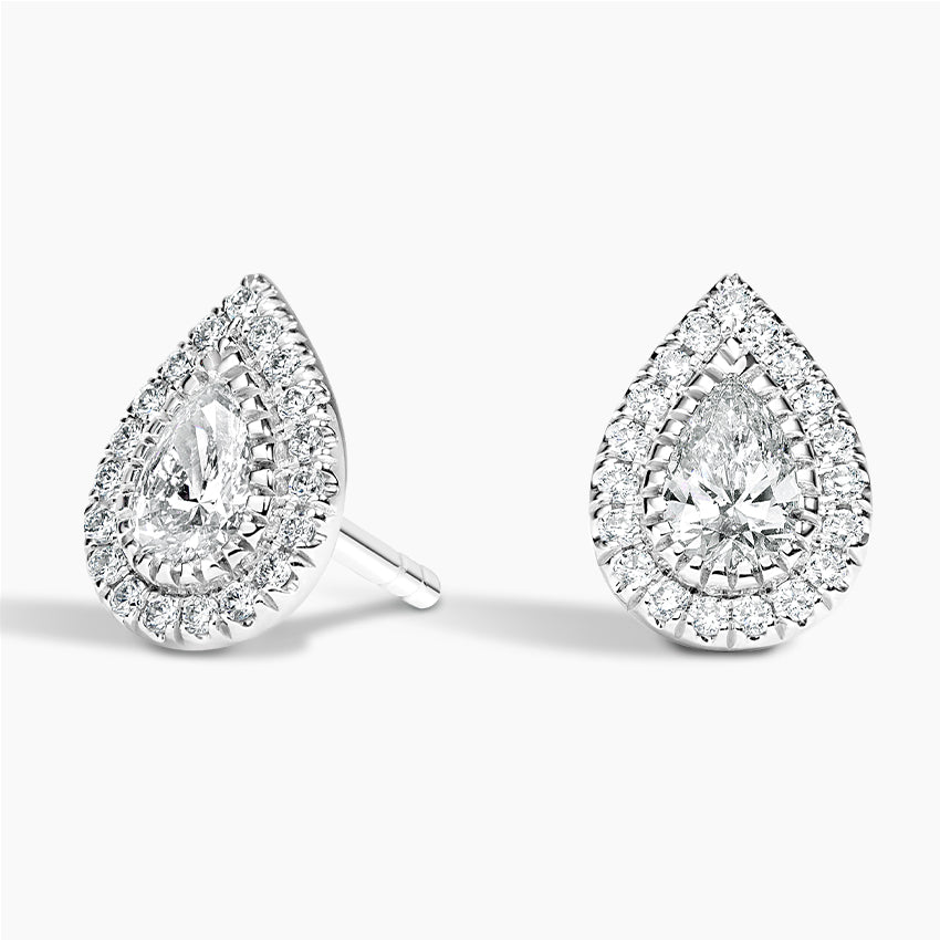 1.5 TCW Pear Cut Lab Grown Diamond Earring Bezel Halo Stud Diamond Earring - view 4