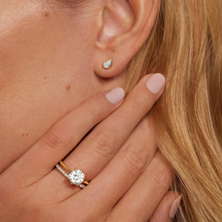 0.50 TCW Pear Cut Lab Grown Diamond Earrings - view 4
