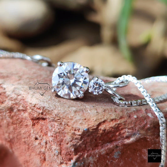 2.15TCW Round Colorless Moissanite Necklace - view 2