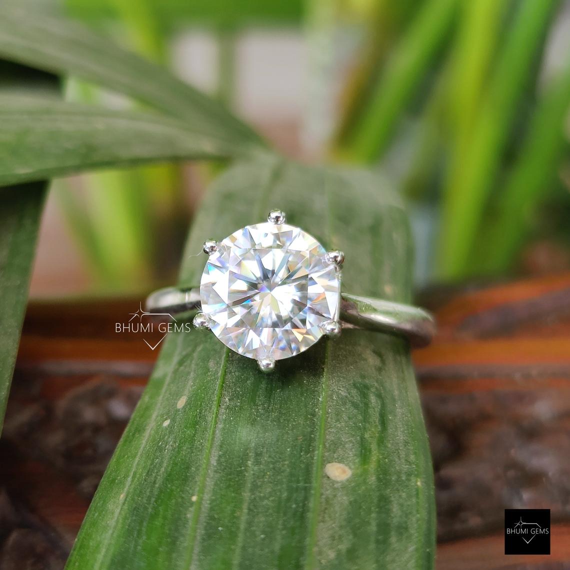 Classic 3 CT Round Cut Moissanite Engagement Ring - view 6