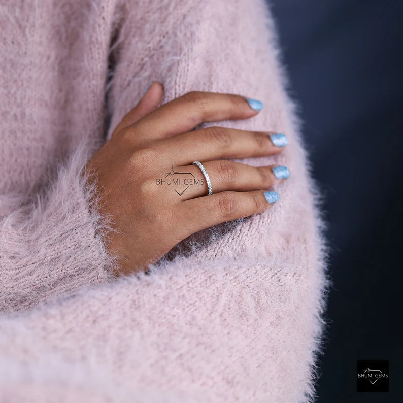 Full Eternity 2 MM Round Moissanite Band - view 6