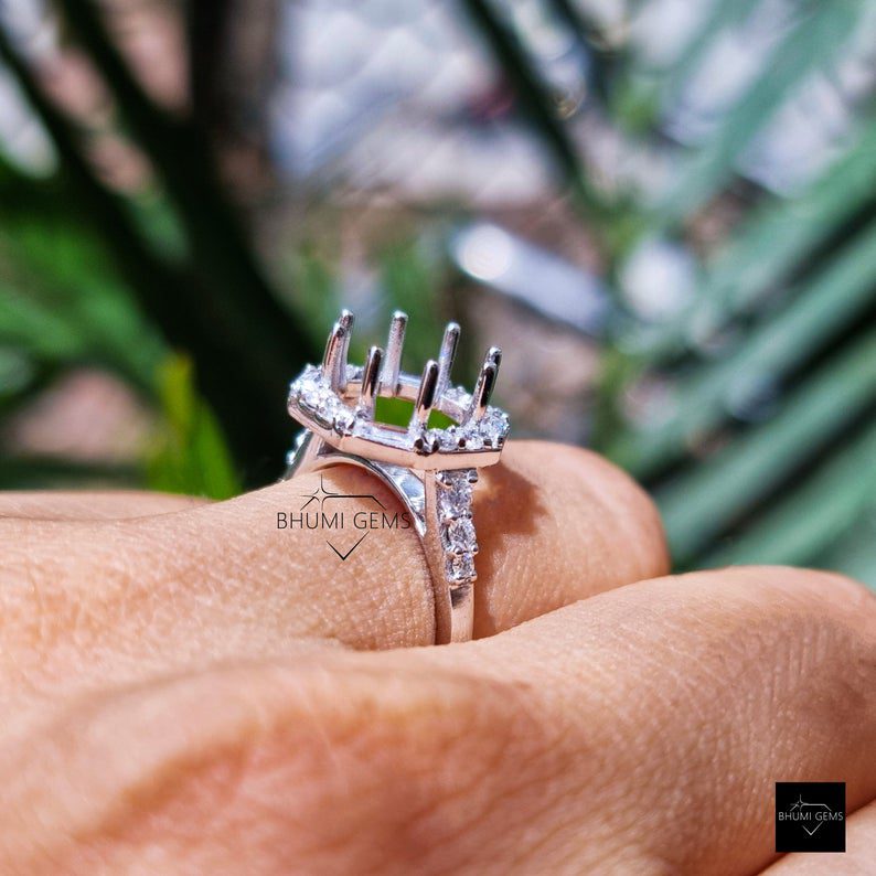 Halo Moissanite Semi Mount Engagement Ring - view 6