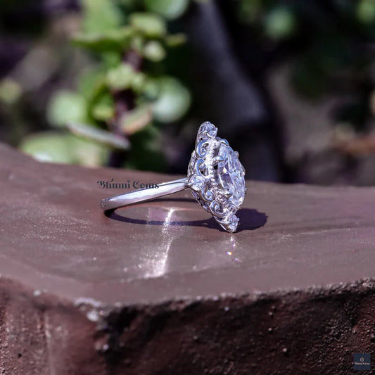 Vintage 1 CT Marquise Cut Moissanite Engagement Ring - view 2