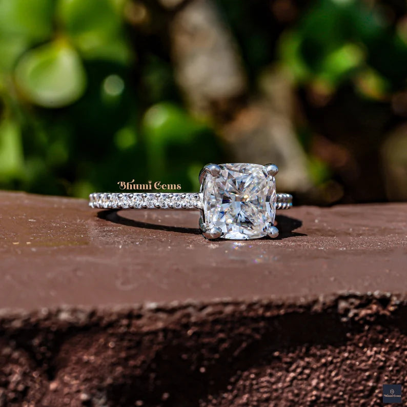 2 CT Cushion Moissanite Solitaire Engagement Ring - view 6