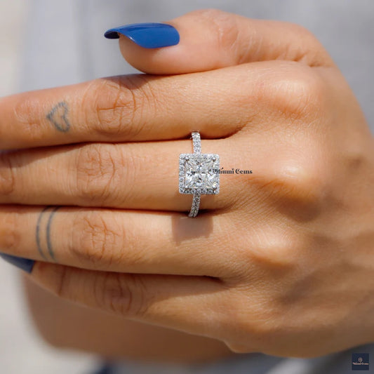 Princess Moissanite Engagement Ring 2 CT Princess Diamond - view 2