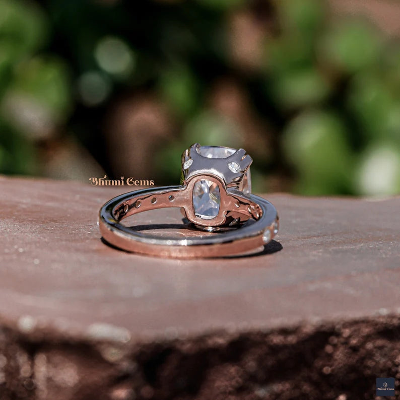 2.69TW Elongated Cushion Colorless Moissanite Engagement Ring - view 6