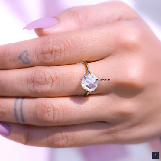 Moissanite Engagement Ring 3 CT Round Rose Cut Moissanite - view 2