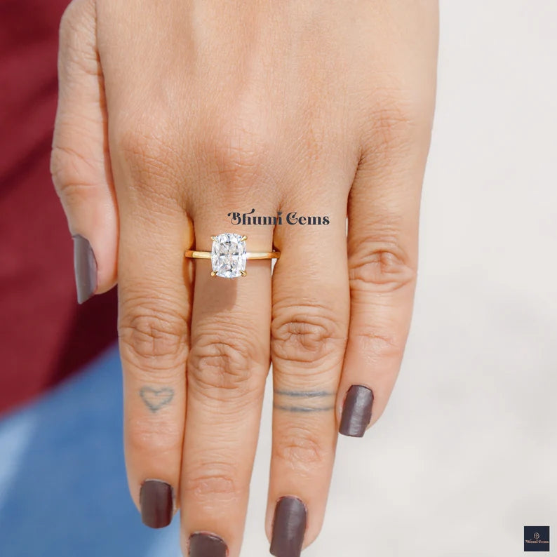 3 CT Elongated Cushion Cut Moissanite Engagement Ring - view 6