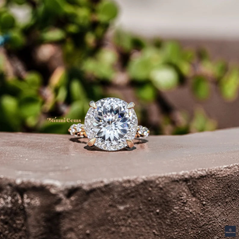 10 CT Portuguese Cut Moissanite Engagement Ring