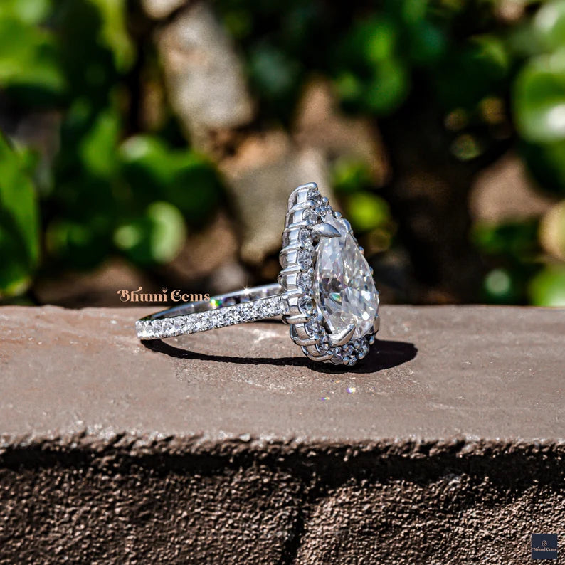 Pear 3 CT Halo Moissanite Engagement Ring - view 6