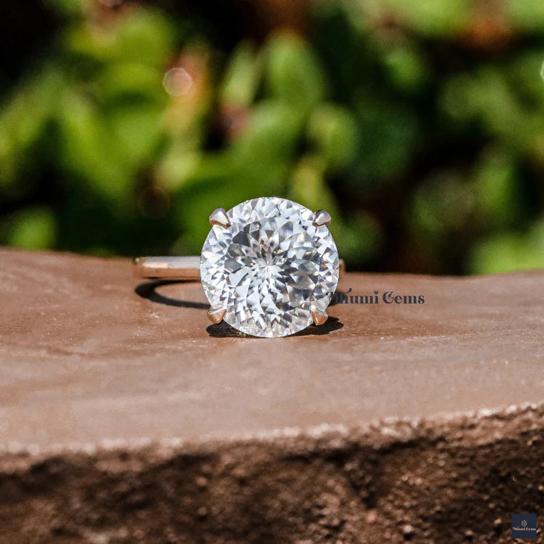 Portuguese Cut Moissanite Engagement Ring