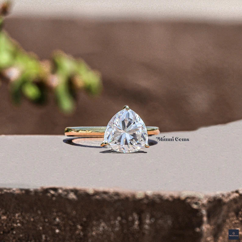 Trillion Cut Moissanite Engagement Ring