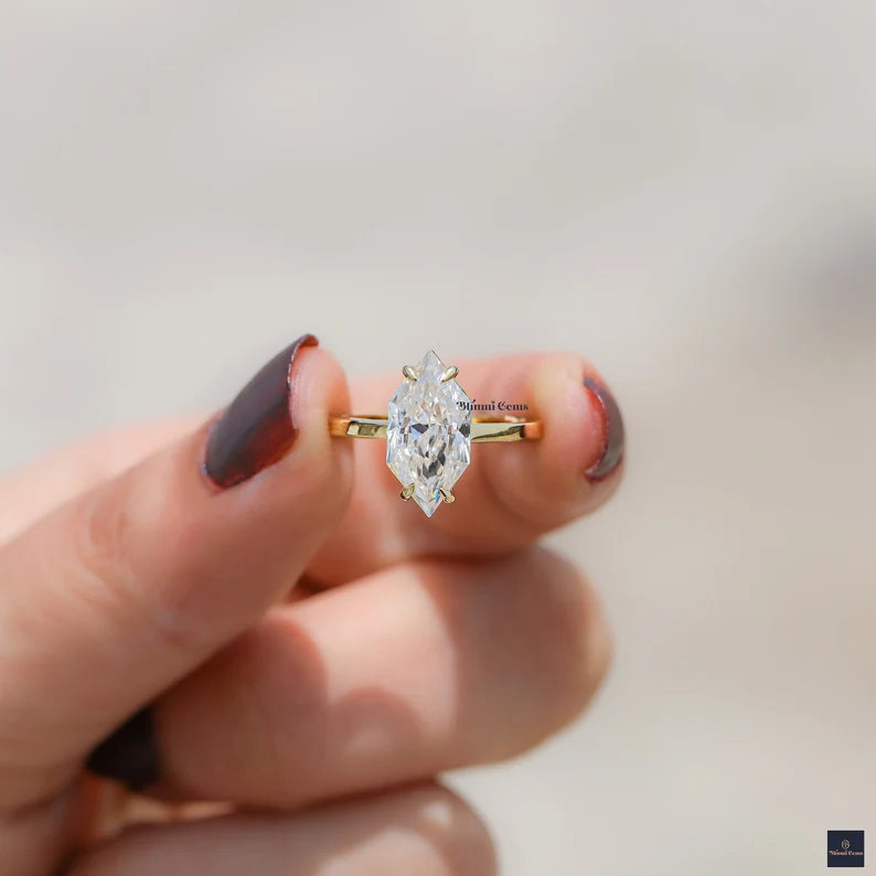 3 CT Dutch Marquise Cut Moissanite Ring - view 6