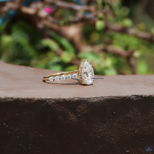 3 CT Pear Shaped Moissanite Engagement Ring - view 2