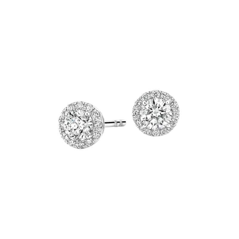 Halo 1 TCW Round Cut Lab Grown Diamond Earring 4-Prong Stud Diamond Earrings - view 1