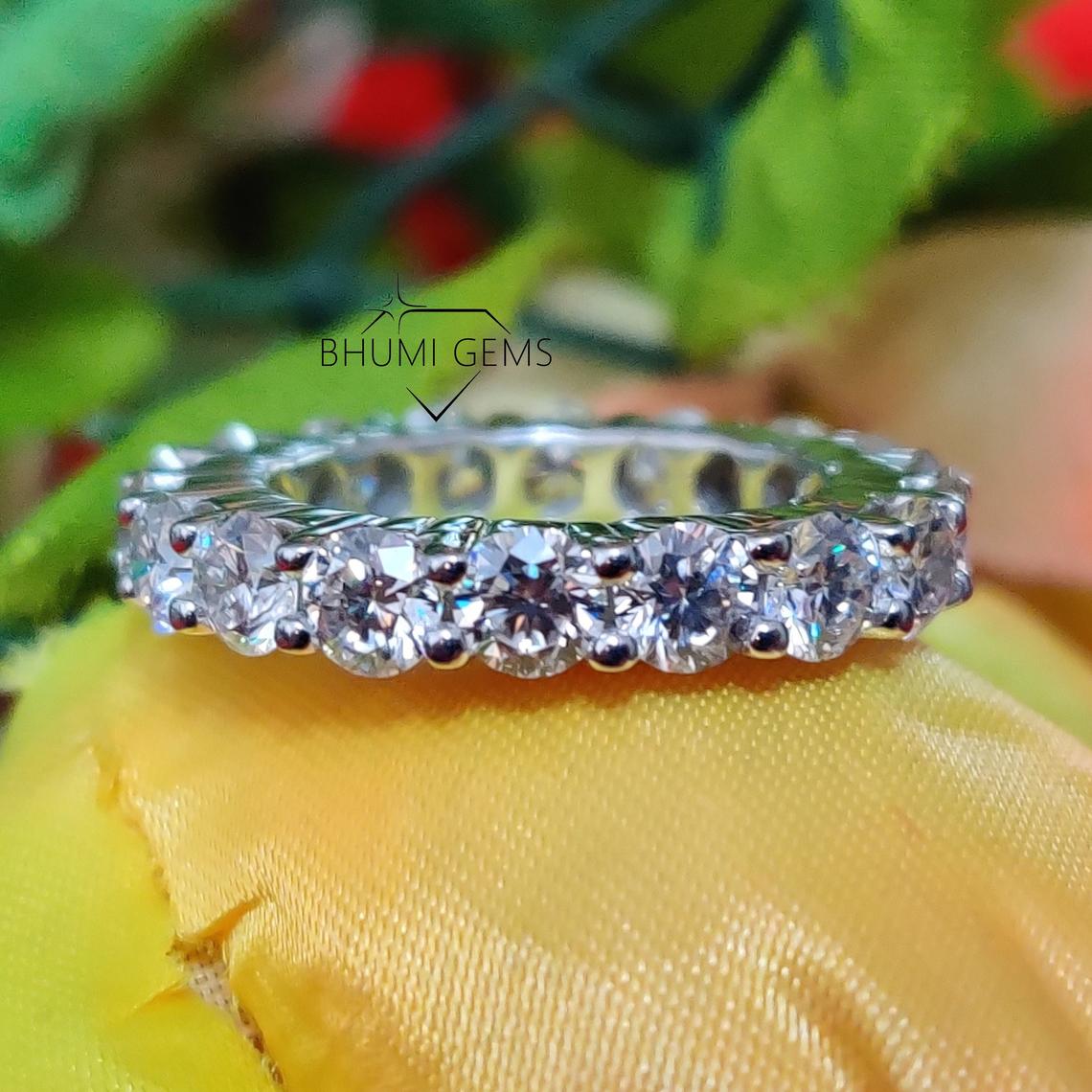 3.5MM Round Cut Moissanite wedding band | Bhumi Gems