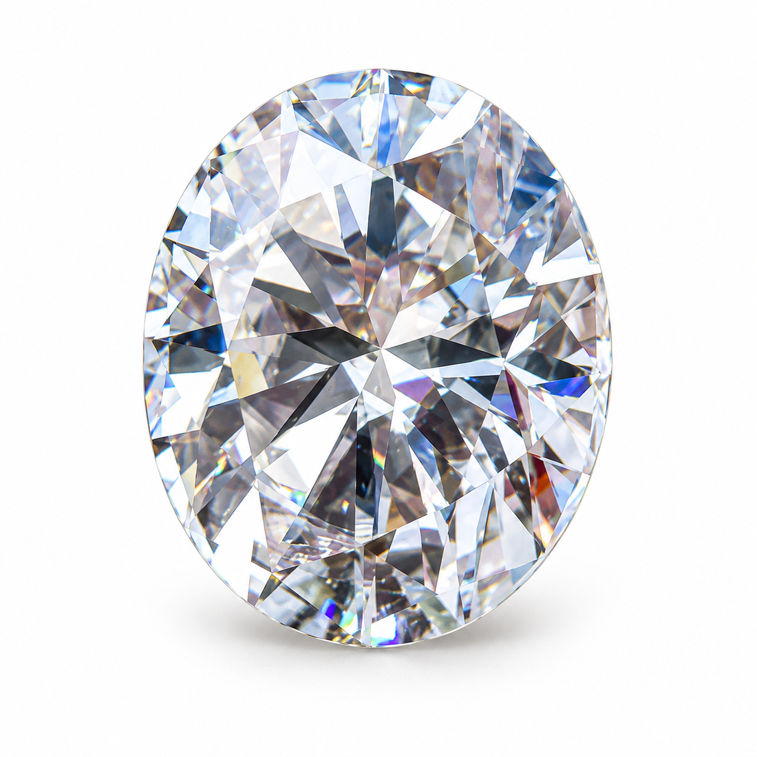 Loose oval moissanite seen from the top