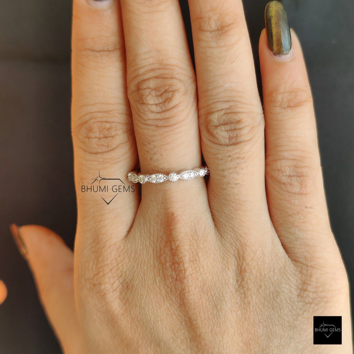 0.38 TCW Round Moissanite Wedding Band - view 5