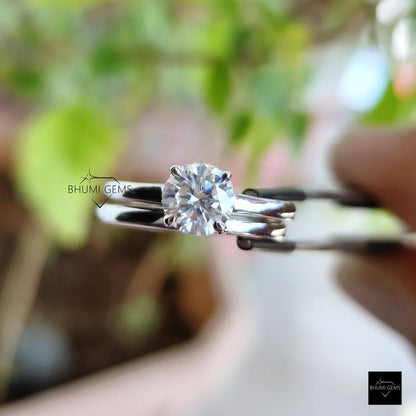 1 CT Round Moissanite Wedding Ring Set - view 6