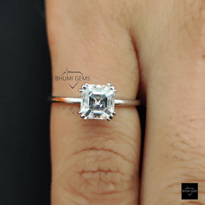 1.46 CT Asscher Moissanite Solitaire Engagement Ring - view 6