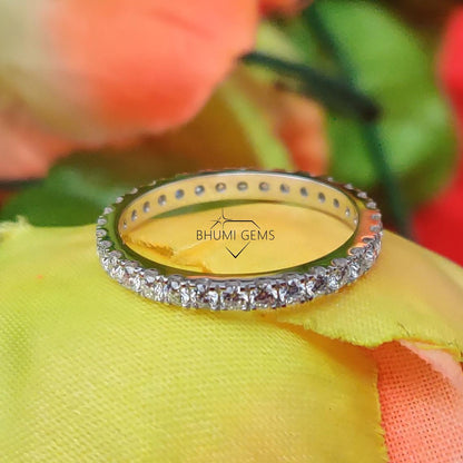 1.8MM Round Cut VVS1 Moissanite Wedding Band | Eternity Band | Engagement Band Rings | Conflict Free Jewelry | Antique | Classic Silver Gold