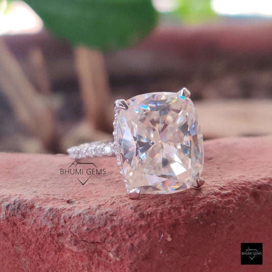 11×8 mm Hidden Halo Moissanite Engagement Ring - view 4