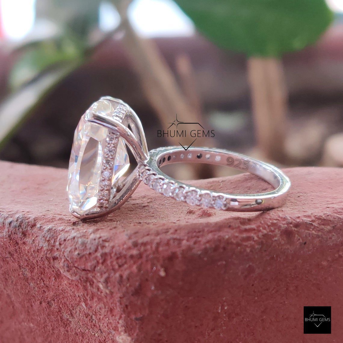 11×8 mm Hidden Halo Moissanite Engagement Ring - view 5