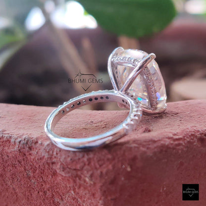 11×8 mm Hidden Halo Moissanite Engagement Ring - view 6