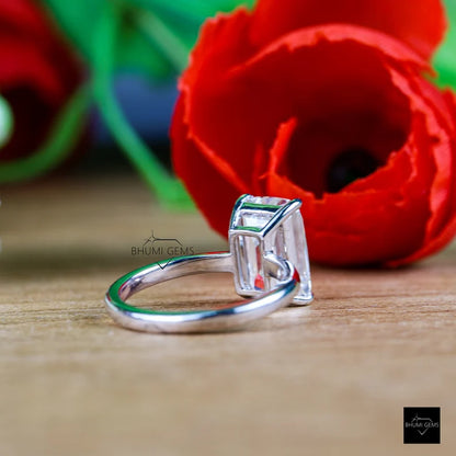 11×7 Emerald Criss Cut Moissanite Engagement Ring - view 2
